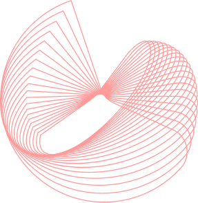 A mesmerizing geometric design composed of red lines on a black background. The lines curve and intersect, creating a dynamic and abstract 3D effect, reminiscent of a spiral or twisted ribbon.